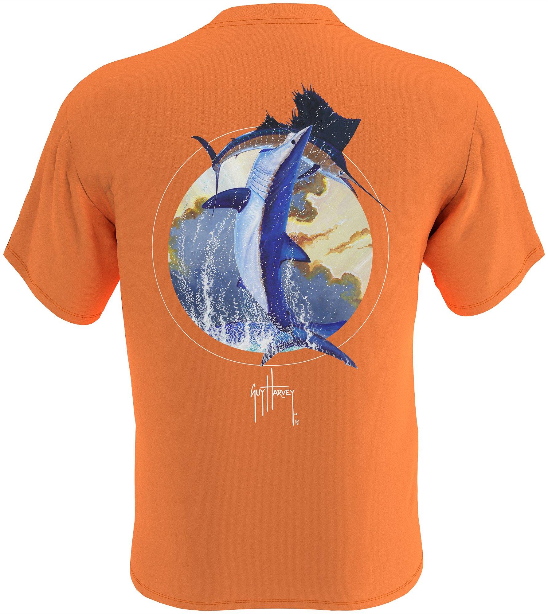 Guy Harvey Mens Mako Power Short Sleeve T-Shirt Medium Orange/blue | eBay