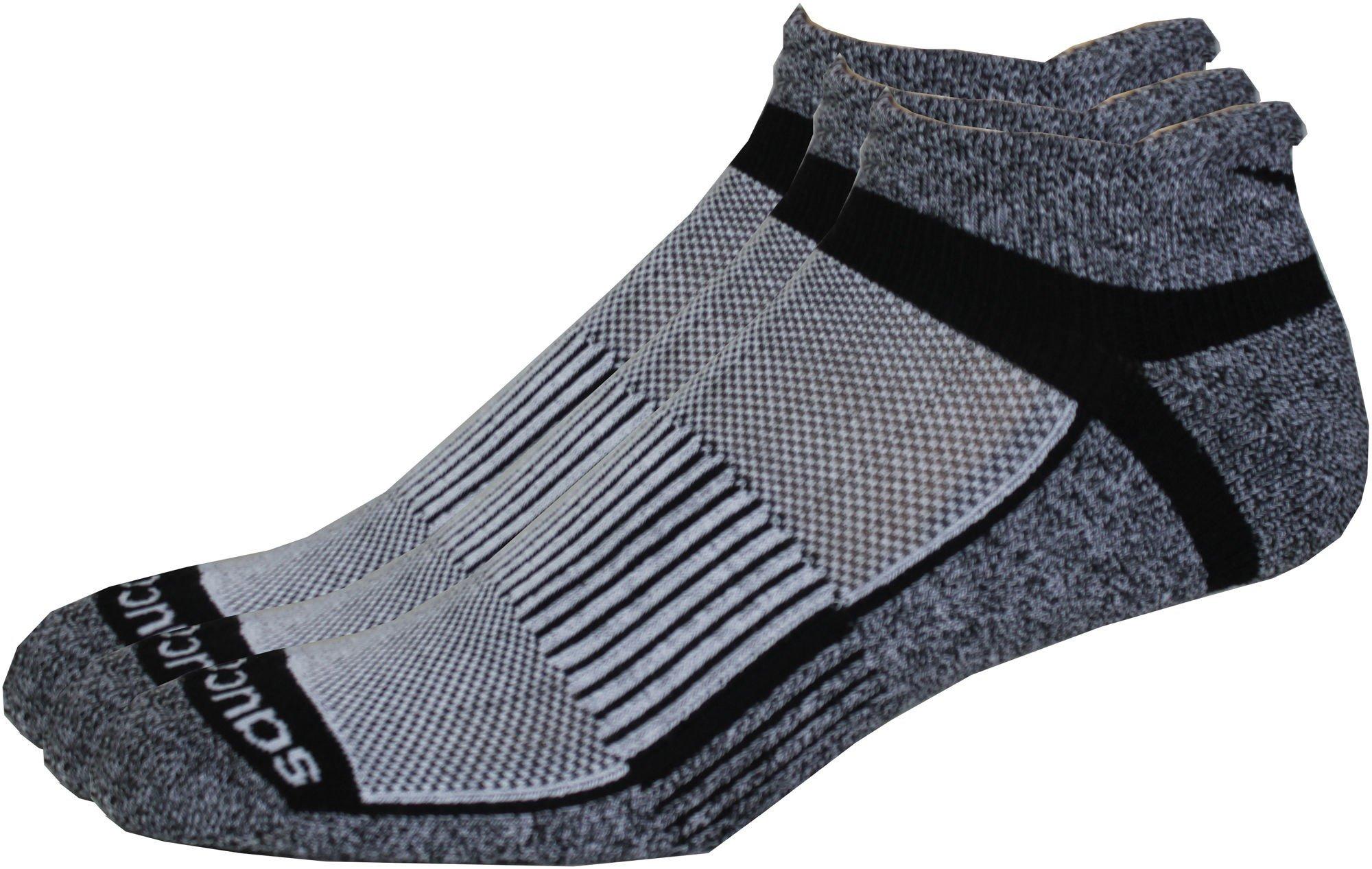 Saucony Mens 3pk. Inferno Grey Running Socks Large Grey 737899607262