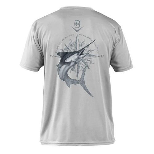 Briny Marlin Compass Mens Short Sleeve Fishing Shirt