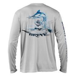 White Marlin Mens Grey Performance Fishing Shirt