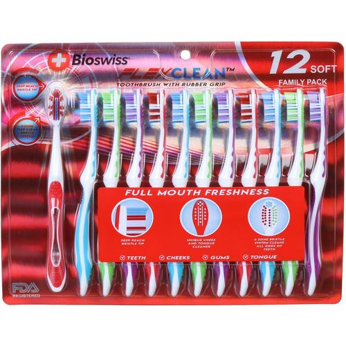 Bioswiss Flex Clean 12-Pk. Soft Toothbrush Family Pack