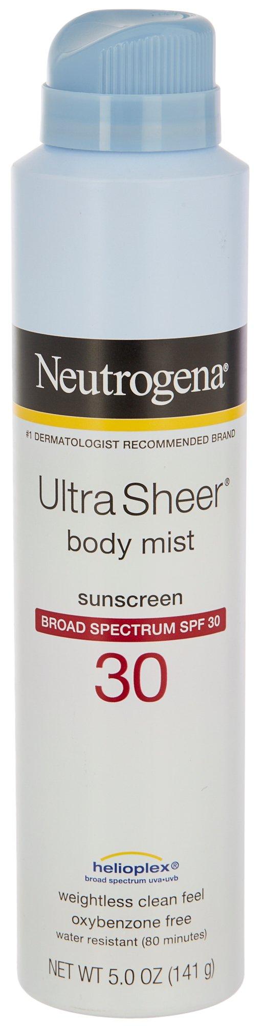 Neutrogena Ultra Sheer Body Mist SPF 30 Sunscreen Spray 5 oz