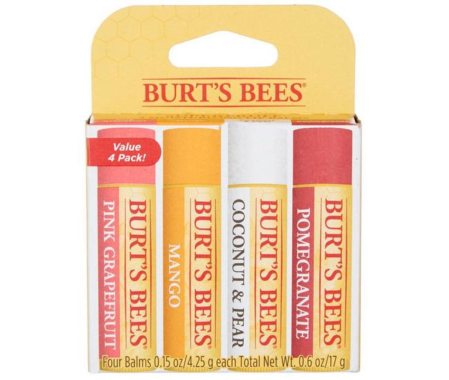 Burt's Bees 100% Natural Moisturizing Lip Balm, Pomegranate, 4 pcs