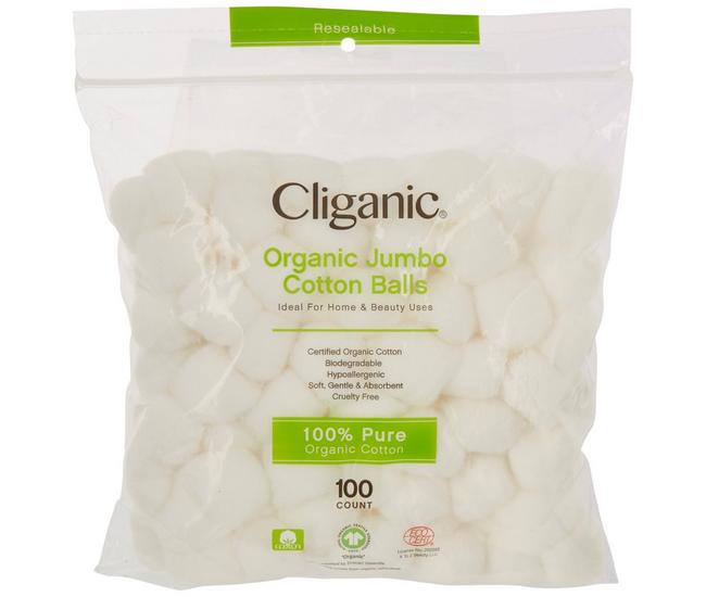 Cliganic 100-Count Organic Jumbo Cotton Ball Pack