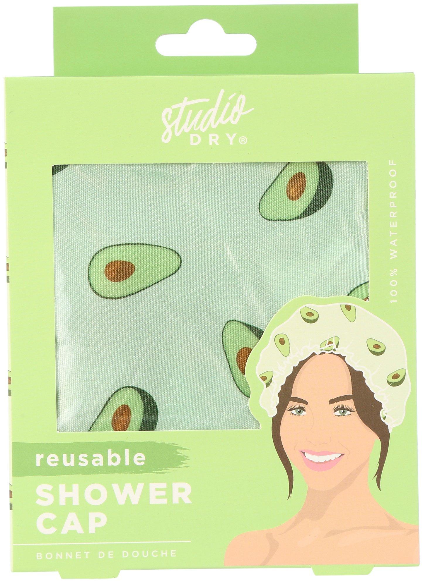 Studio Dry Avocado Print Waterproof Reusable Shower Cap