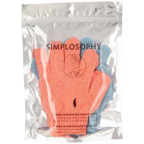 Simplosophy 2-Pair Exfoliating Bath Gloves Set