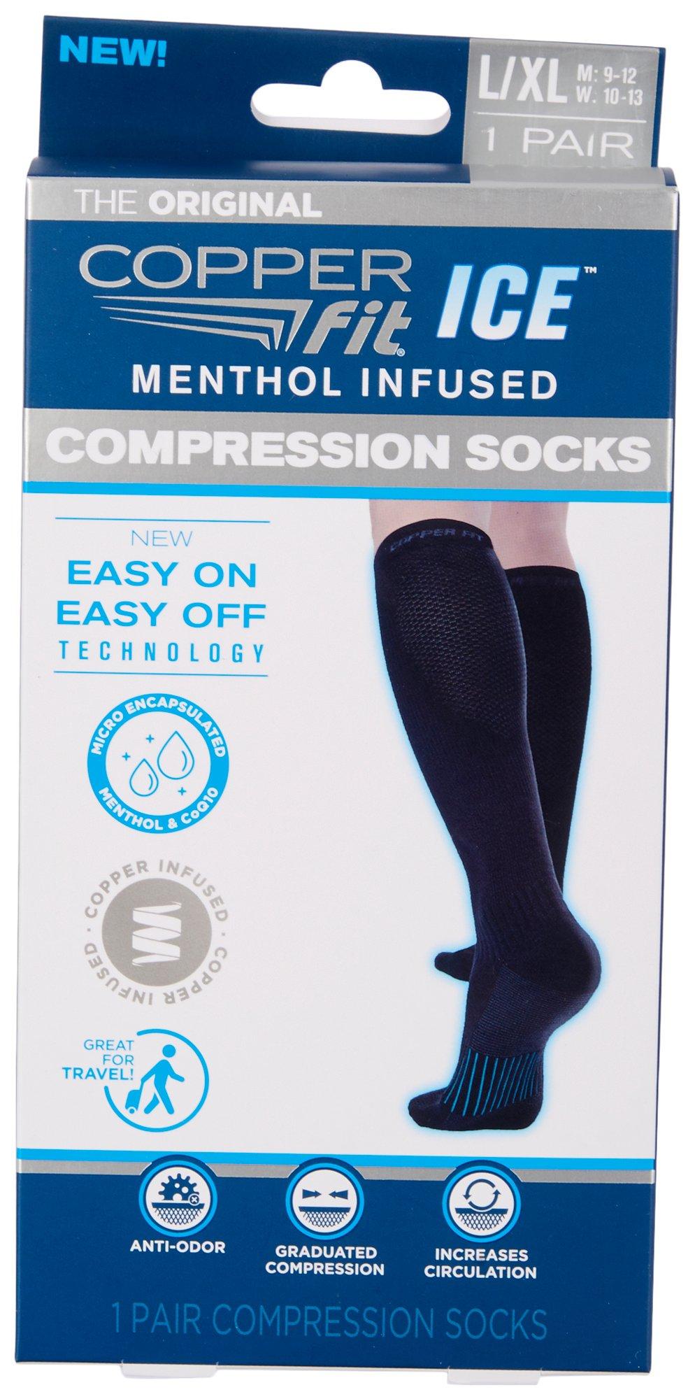 1-Pr. Ice Menthol Infused Compression Socks L/XL
