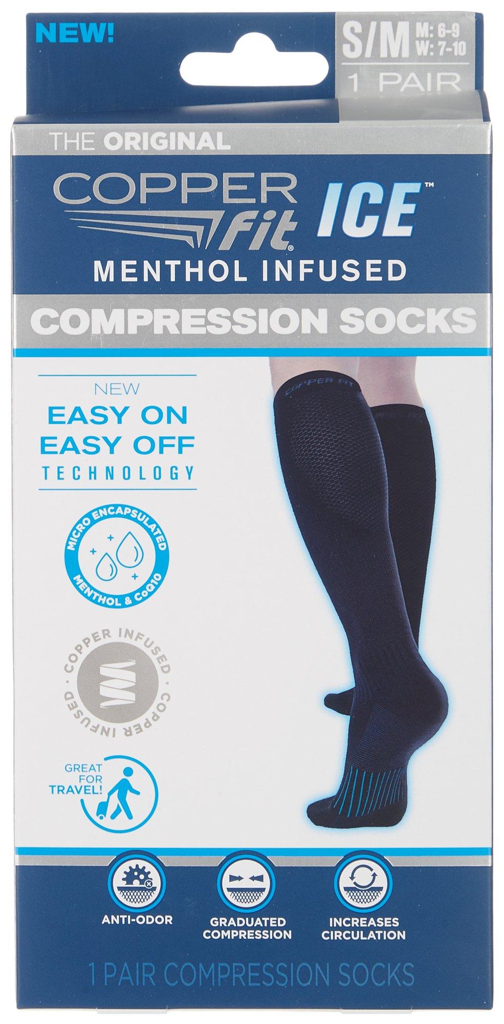 1-Pr. Ice Menthol Infused Compression Socks S/M
