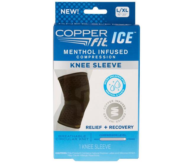 Copper Fit Knit Compression Knee Sleeve Infused with Menthol for