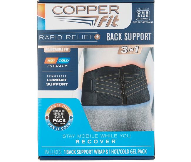 Copper Fit Rapid Relief Back Support 3 in 1 Hot/Cold Wrap, One