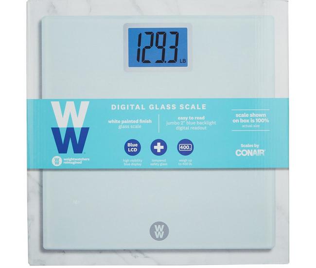 Weight Watchers Scales by Conair Bathroom Scale for Body Weight, Digital  Scale, Glass Body Scale Measures Weight Up to 400 Lbs. in Black Frame