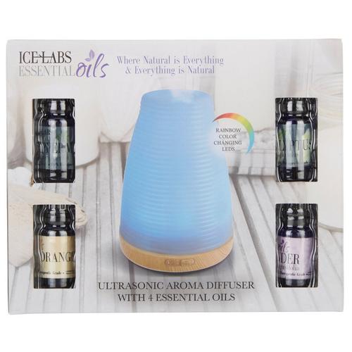 Ice Labs Ultrasonic Aroma Diffuser With 4 Essential