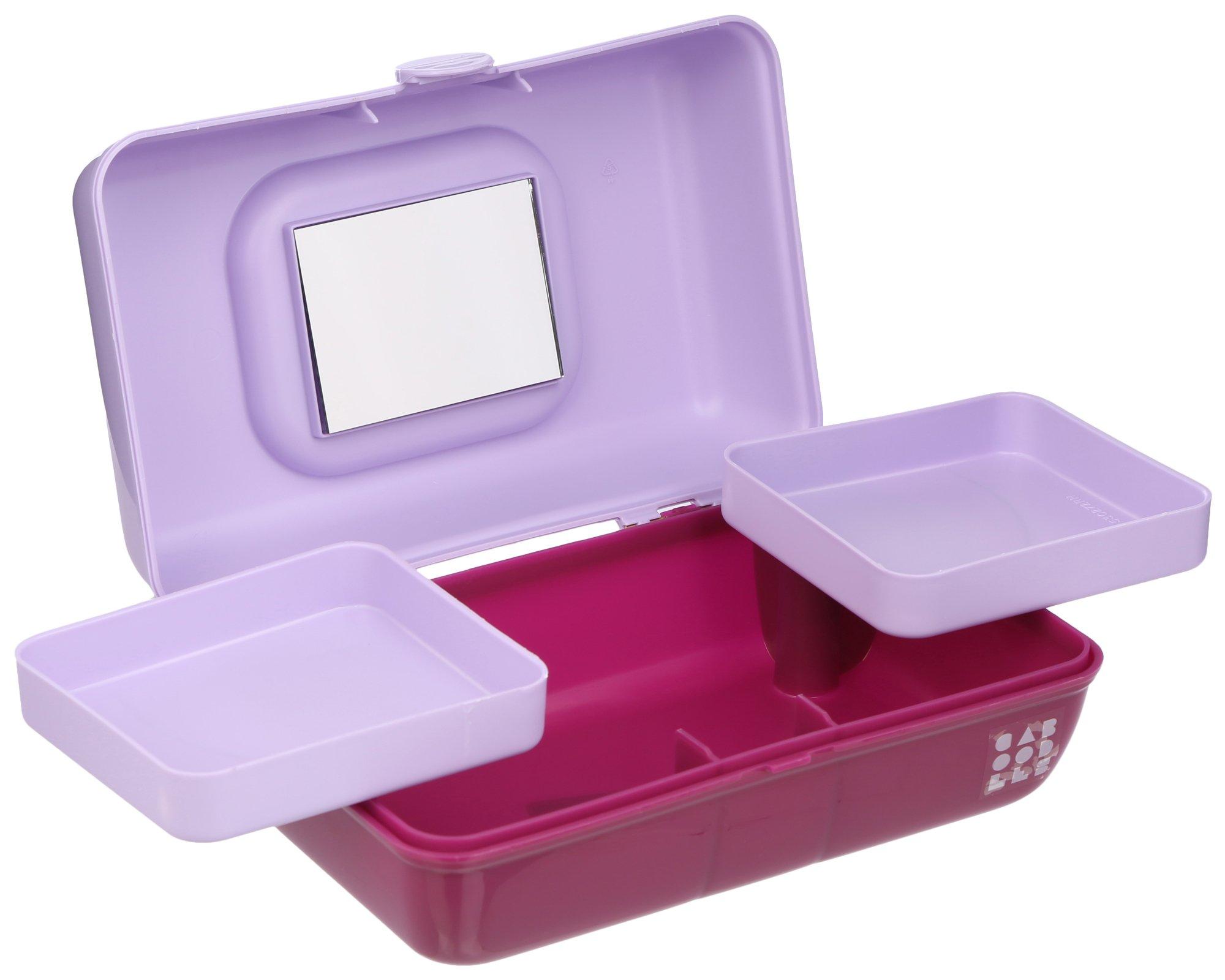 Solid Plastic Tiered Mirror Cosmetic Hard Case