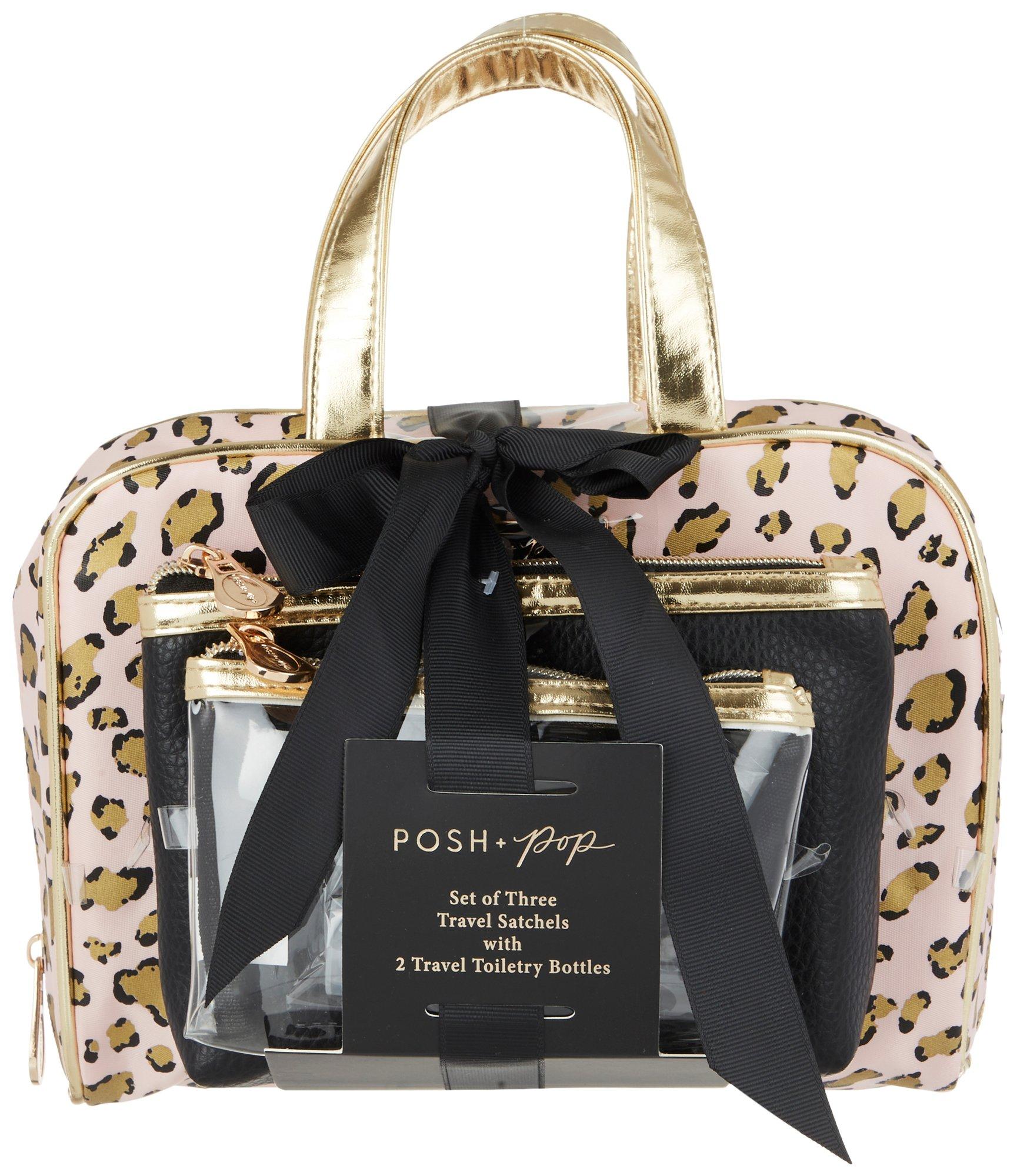 Posh + Pop 3-Pc. Print/Solid/Clear Cosmetic Case Gift Set