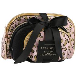 3-Pc. Print & Solid Cosmetic Travel Bag Set