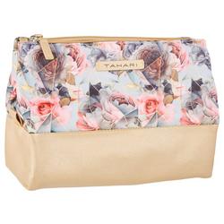 Geometric Floral Pyramid Textured Cosmetic Case