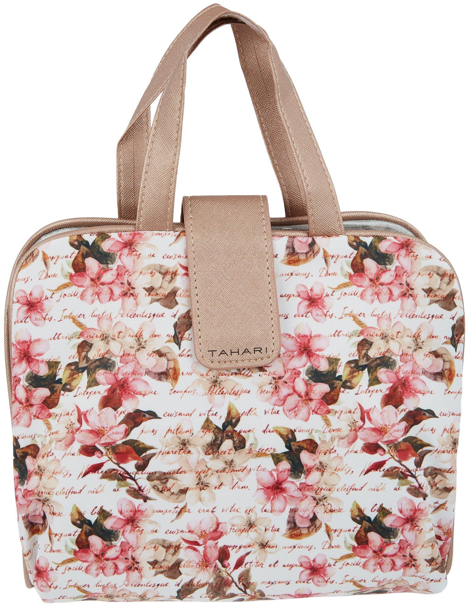 Dual Handle Floral Foldout Makeup Toiletry Travel Bag