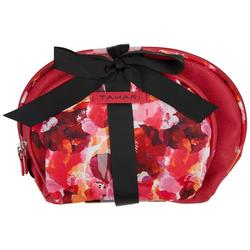 2 Pc. Dome Wild Rose Print Solid Cosmetic Case Set