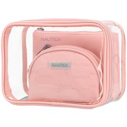 Nautica 3-Pc. Clear & Solid Cosmetic Case Set