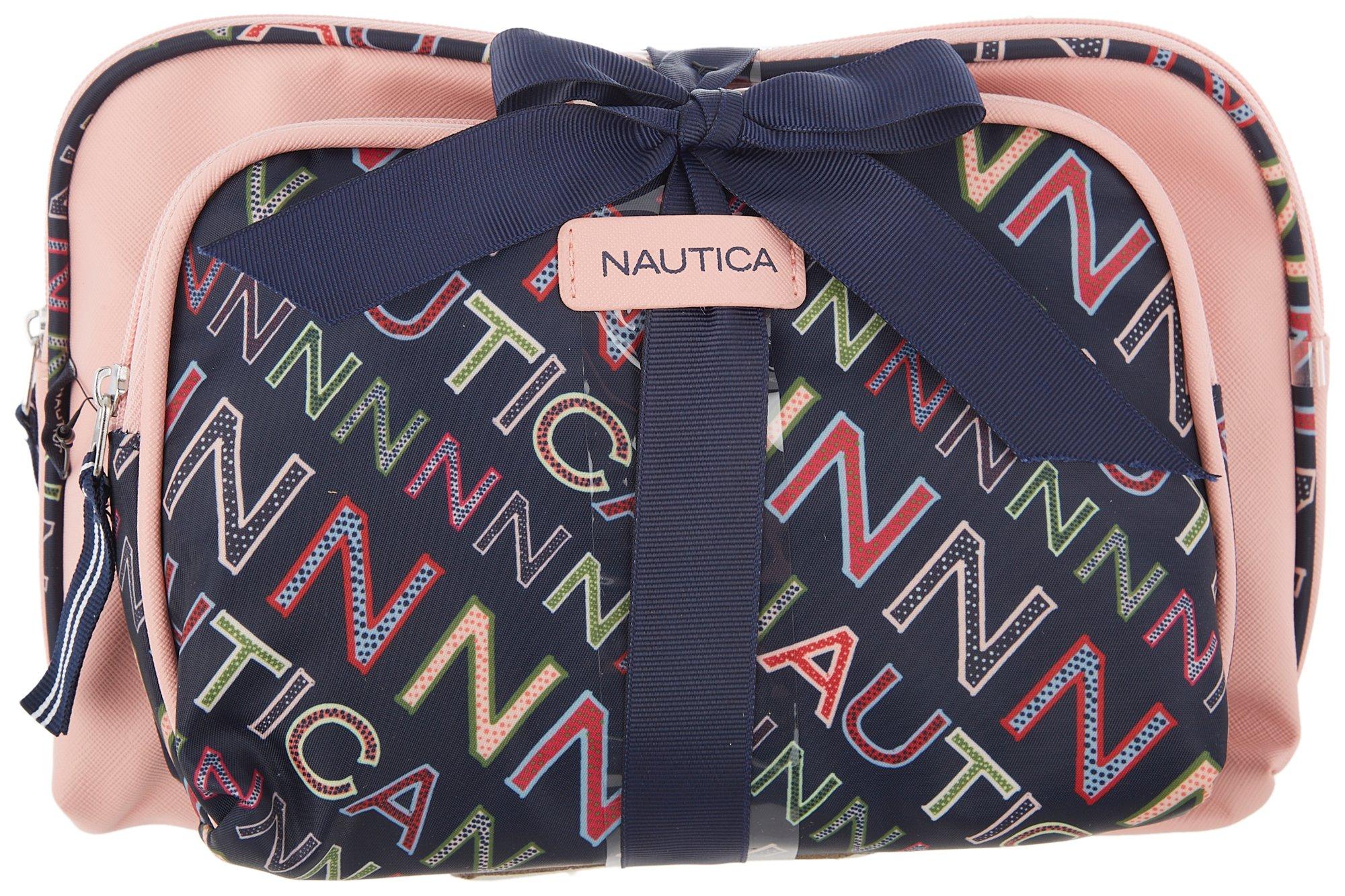 Nautica 2 Pc. Overnight Print Solid Cosmetic Case Gift Set