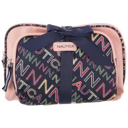Nautica 2 Pc. Overnight Print Solid Cosmetic Case Gift Set