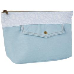 2-Pc. Denim Flap Pocket Cosmetic Travel Bag Set