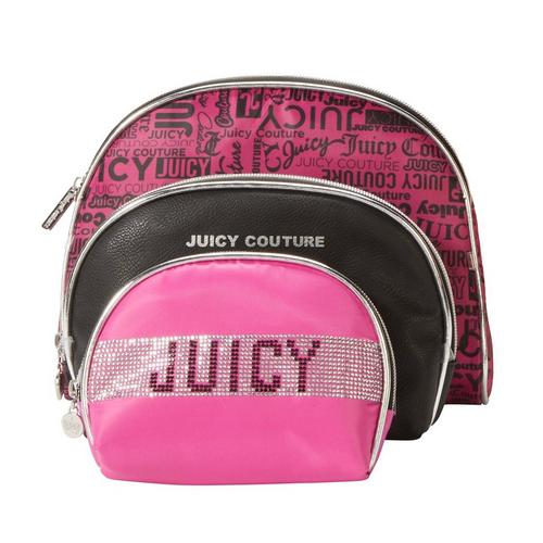 Juicy Couture 3-Pc. Fabric Cosmetic Travel Bag Set