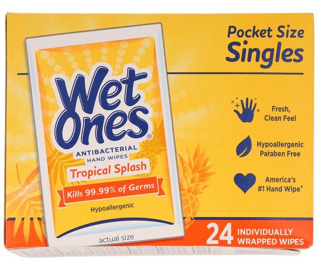 Wet Ones Antibacterial Hand Wipes Tropical Splash Individually Wrapped  Single - 24 Count, Shop