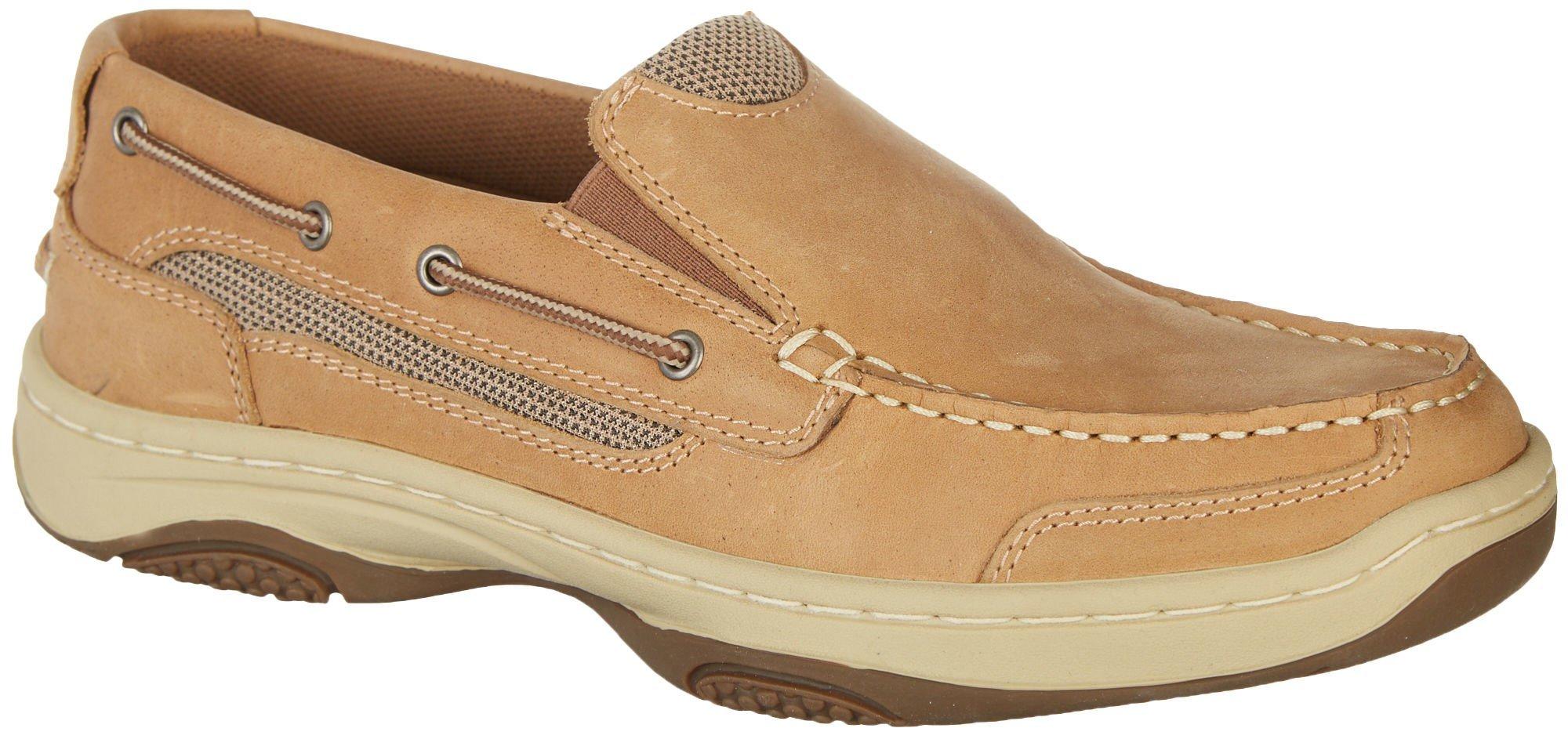 leather slip on boat shoes