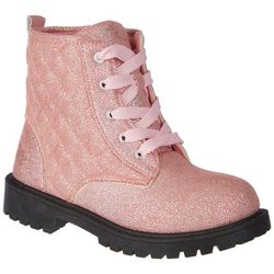 Girls Quilted Lace Pink Boots