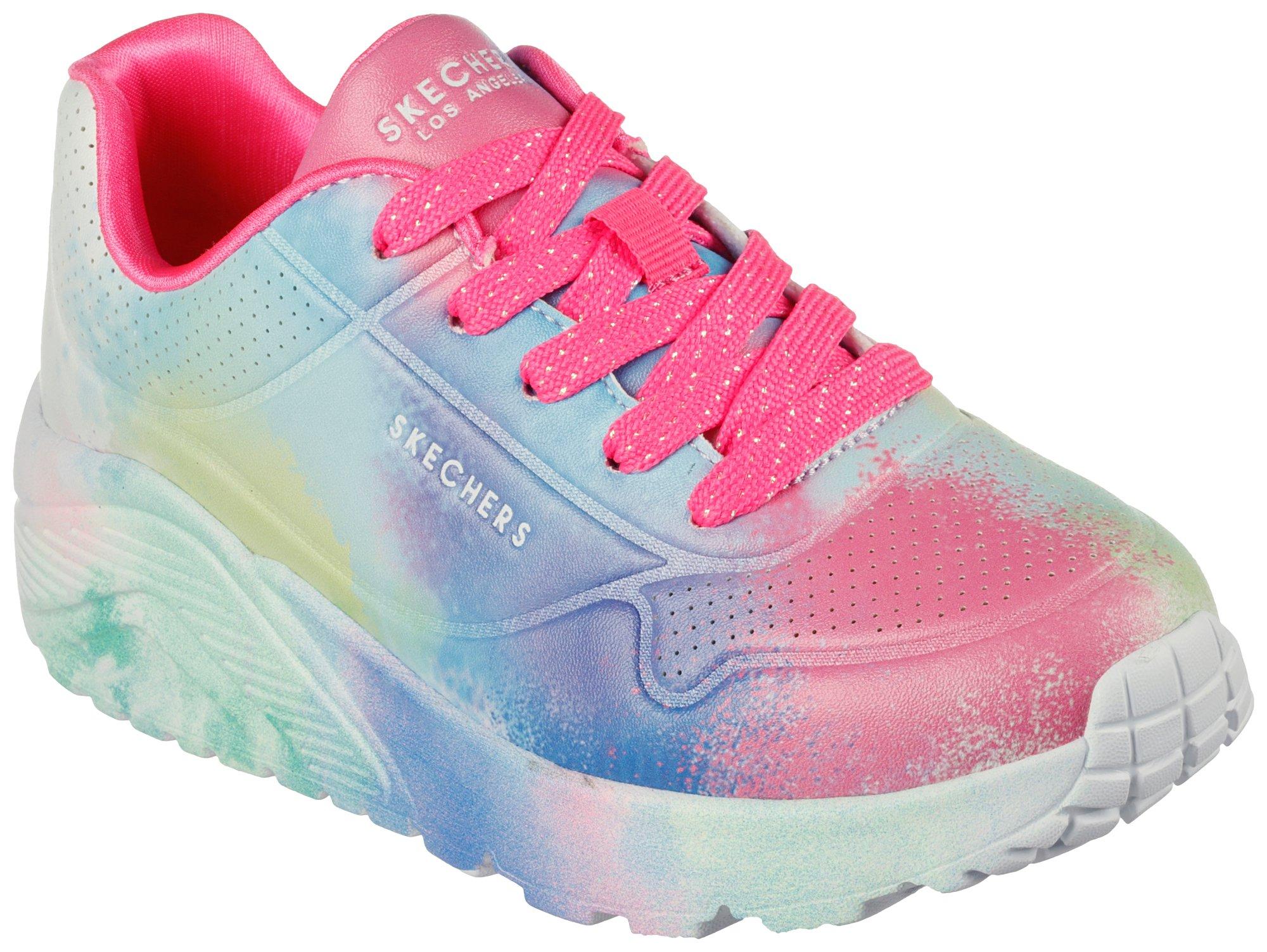 Skechers Girls Uno Lite Splatter Shines Athletic Shoes