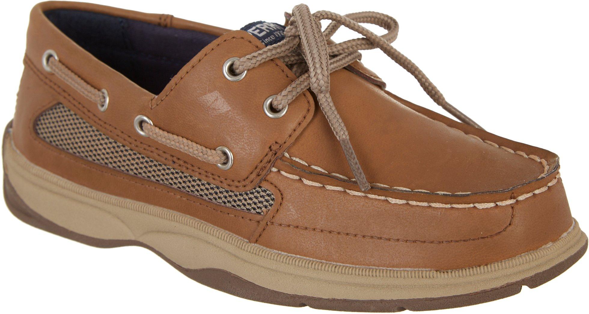 boys tan boat shoes