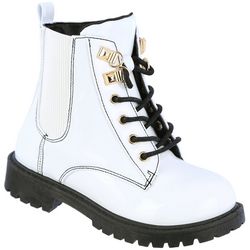Girls White Lace Boots