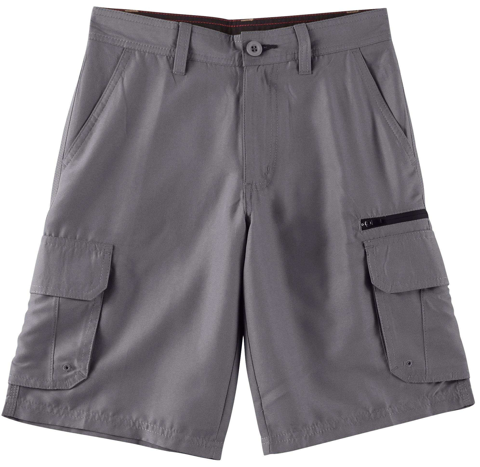 Burnside Big Boys Contrast Zip Traveler Cargo Shorts - Grey - Size 8