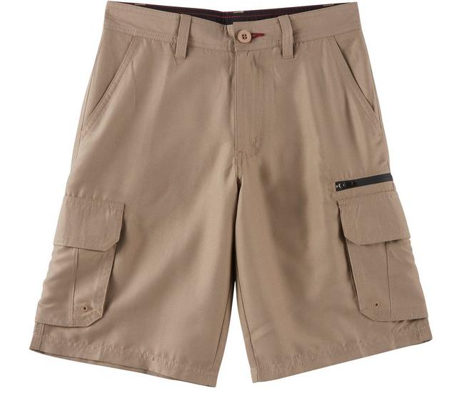 Burnside Big Boys Contrast Zip Traveler Cargo Shorts Brown 18