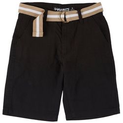 Tony Hawk Big Boys Solid Flat Front Belted Chino Shorts