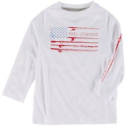 Reel Legends Little Boys Fish Patriotic Flag Print T-Shirt