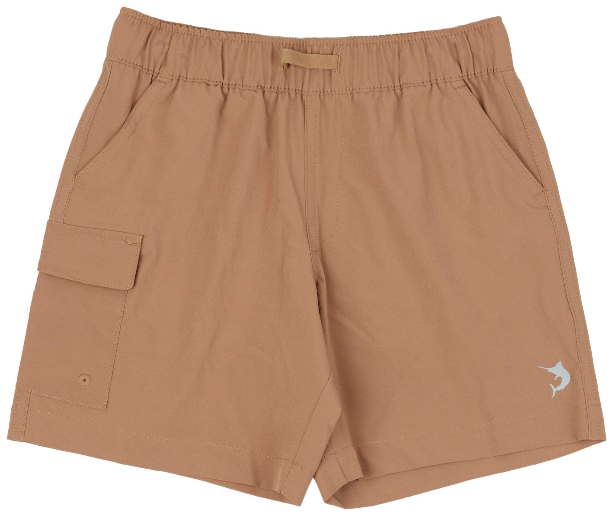 Reel Legends Little Boys 7.25 in. Solid Cargo Shorts - Coconut Brown - Small