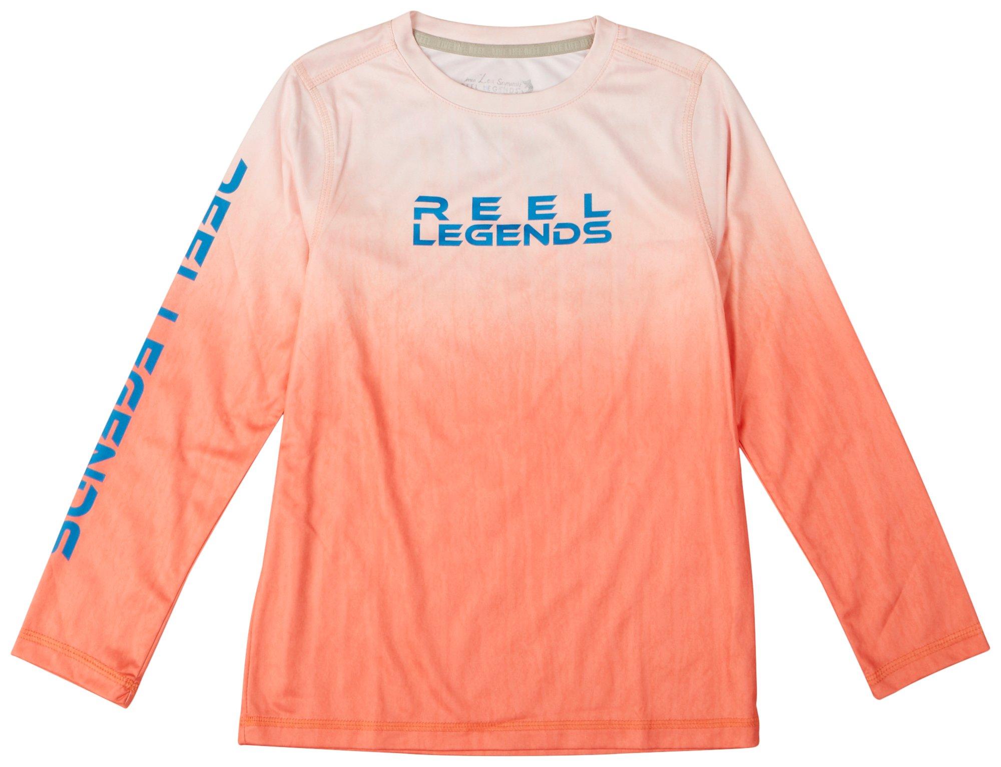 NEW Reel Legends Reel Tec Mens Long Sleeve Pullover Shirt Fish Lea Sz M UPF  40