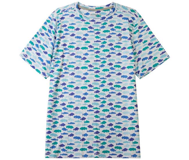 Reel Legends Big Boys Reel-Tec Shark Short Sleeve T-Shirt - White/Green - Large