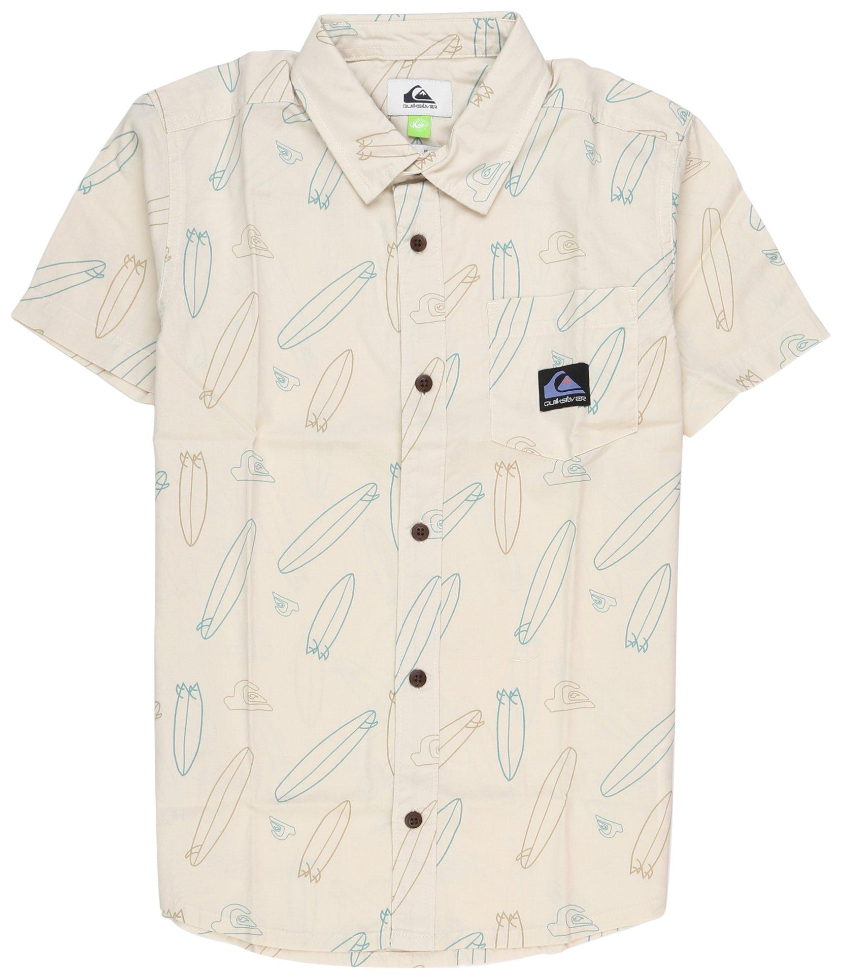 Big Boys Paddle Boards Shadow Short Sleeve Button Up Shirt