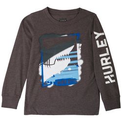 Hurley Little Boys Shark Square Logo Long Sleeve T-Shirt