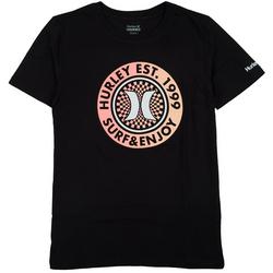 Boys Checker Sticker Hurley Logo Short Sleeve T-Shirt