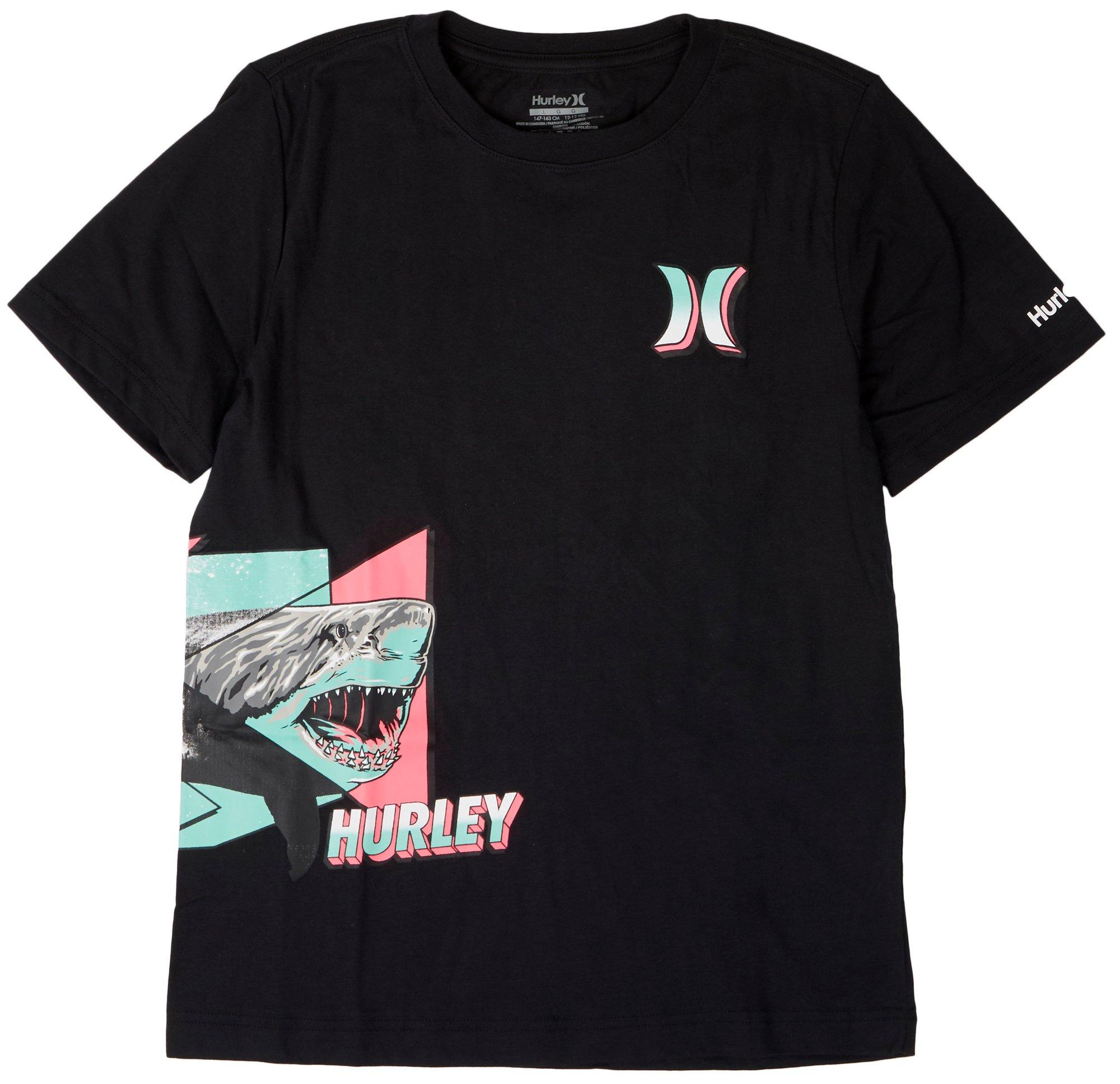 Hurley Big Boys Shark Hurley Logo Short Sleeve T-Shirt
