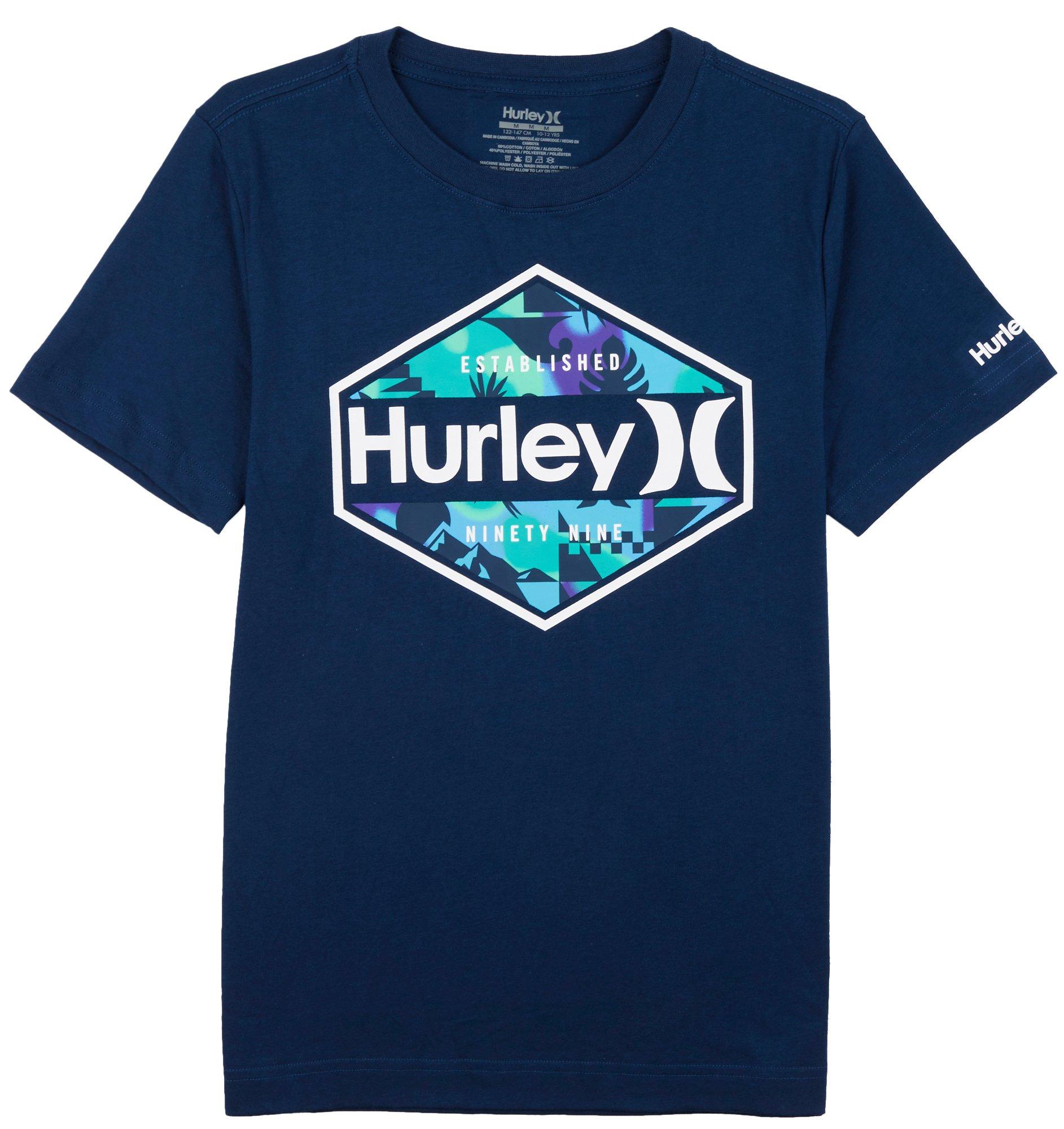Big Boys Hexagon Hurley Logo Short Sleeve T-Shirt