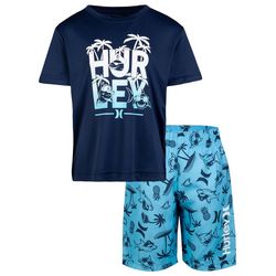 Hurley Little Boys 2-pc Tropical Shark Tee & Short Swim Set