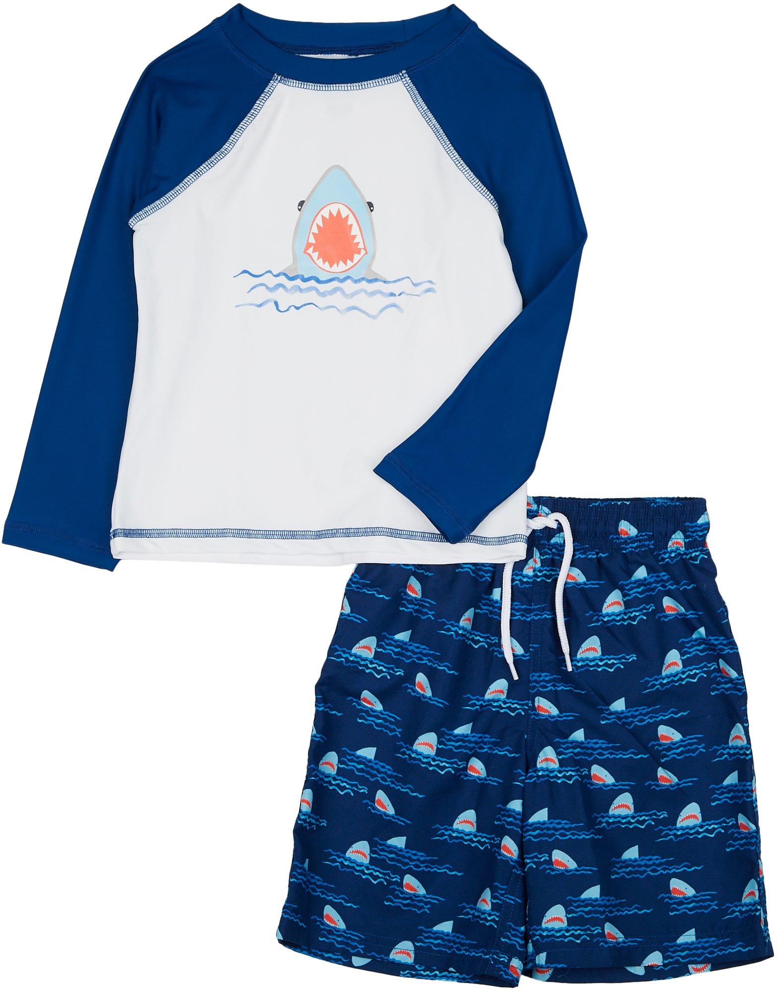 Floatimini Little Boys 2-pc. Shark Rashguard Swimsuit Set