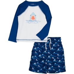 Floatimini Little Boys 2-pc. Shark Rashguard Swimsuit Set