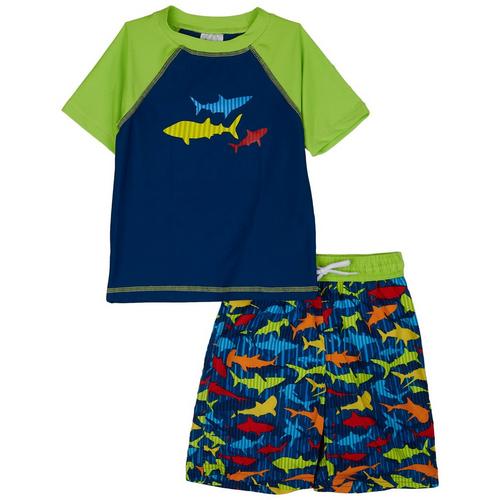 Floatimini Little Boys 2-pc Shark Trio Swimsuit Set