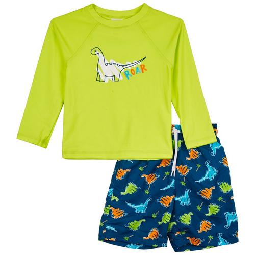 Floatimini Little Boys 2-pc. Crayon Dino Swimsuit Set